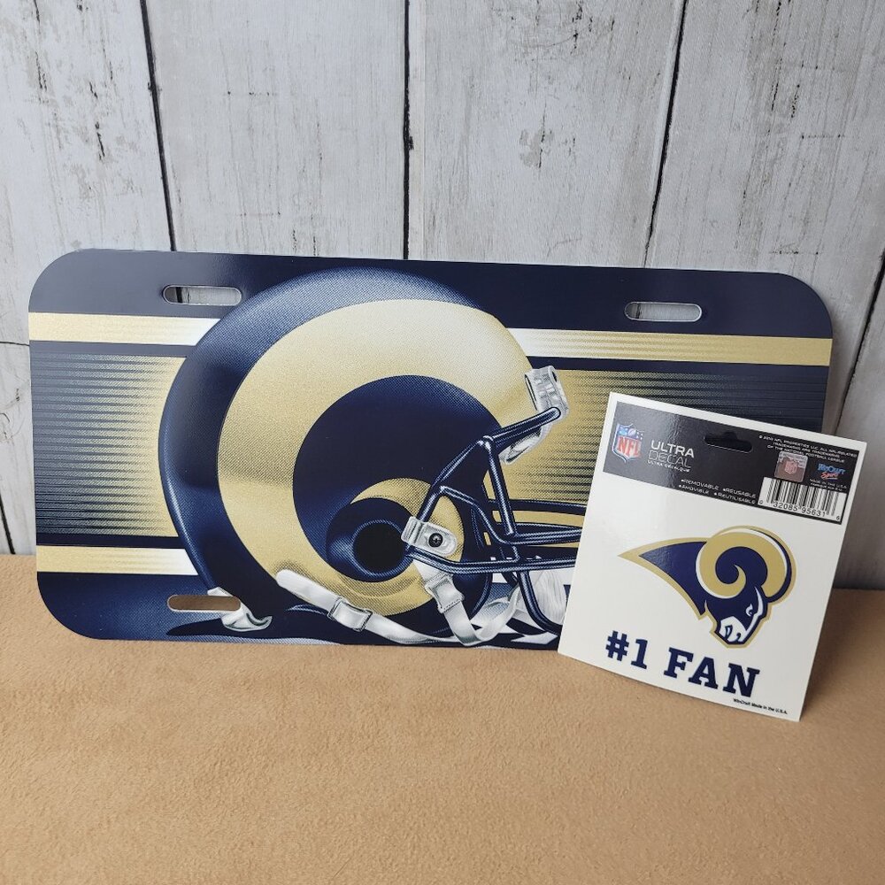 Vintage WinCraft ST. Louis Rams football plastic auto tag license plate &sticker